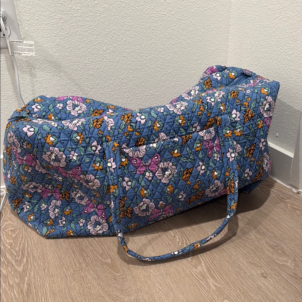 Vera Bradley Blue and Purple Travel Bag with Quilted Floral Design